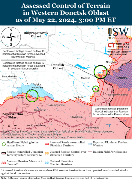 Mappa delle operazioni militari al 23 maggio 2024 - situazione al fronte