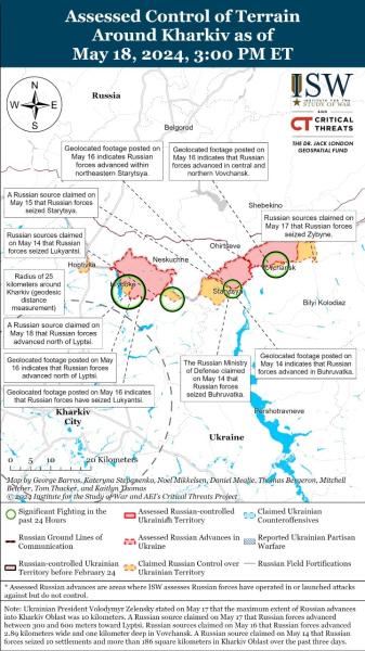 Mappa delle operazioni militari per il 19 maggio 2024 — situazione al fronte