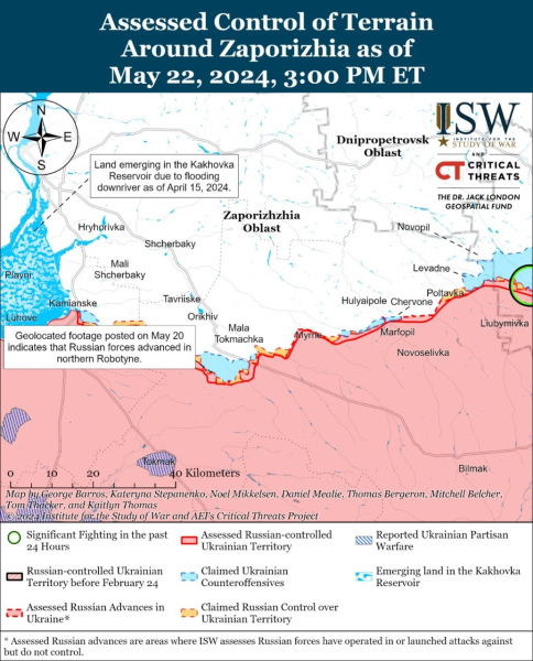 Mappa delle operazioni militari al 23 maggio 2024 - situazione al anteriore