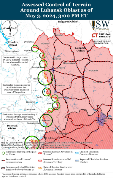 Mappa delle operazioni militari del 4 maggio 2024 &ndash al fronte