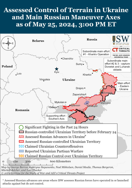 Mappa delle operazioni militari del 26 maggio 2024 - situazione al fronte