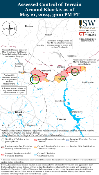 Mappa delle operazioni militari del 22 maggio 2024 - la situazione sul fronte