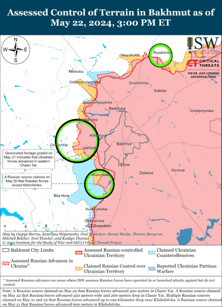 Mappa delle operazioni militari al 23 maggio 2024 - situazione al fronte