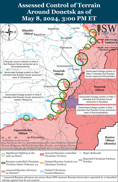 Mappa delle operazioni militari del 9 maggio 2024 - situazione al fronte