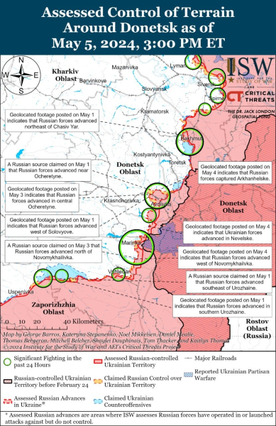 Mappa delle operazioni militari per il 6 maggio 2024 - situazione al fronte