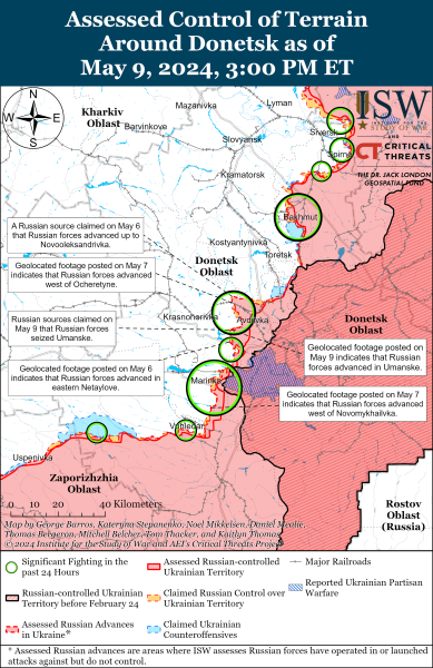 Mappa delle operazioni militari del 10 maggio 2024 - la situazione al fronte