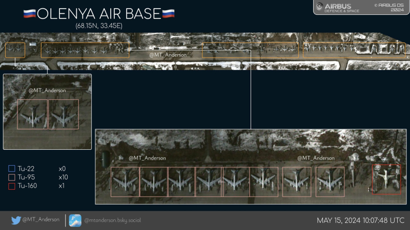 La Russia ha trasferito un terzo dei bombardieri strategici all'aeroporto di Olenya - immagini satellitari