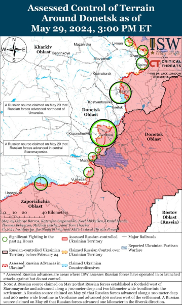 Mappa delle operazioni militari al 30 maggio 2024 — situazione al fronte