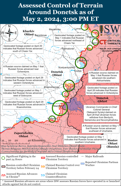 Mappa delle operazioni militari per il 3 maggio 2024 - la situazione al fronte