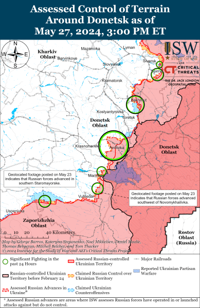 Mappa delle operazioni militari al 28 maggio 2024 - situazione al fronte