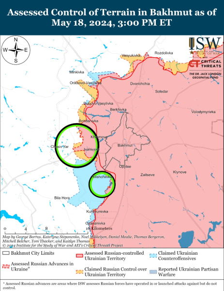 Mappa delle azioni delle operazioni militari del 19 maggio 2024 - situazione al fronte