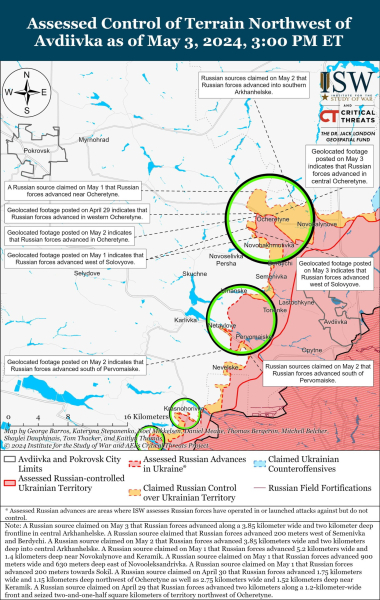 Mappa delle operazioni militari del 4 maggio 2024 - la situazione al fronte