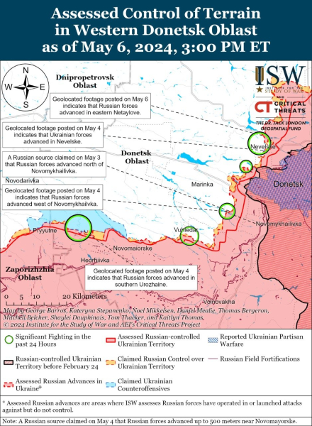 Mappa delle operazioni militari per il 7 maggio 2024 - situazione al fronte