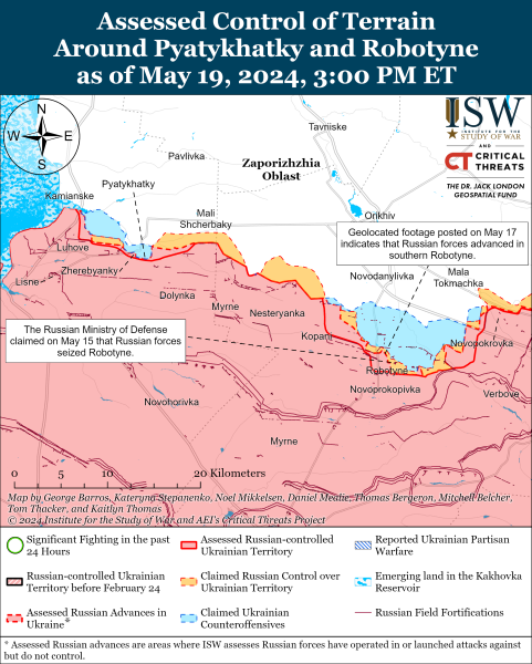 Mappa delle operazioni militari per il 20 maggio 2024 - situazione a il fronte