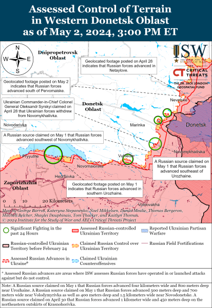 Mappa delle operazioni militari per il 3 maggio 2024 - situazione al fronte