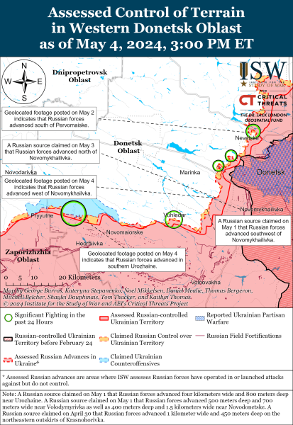 Mappa delle operazioni militari del 5 maggio 2024 - la situazione al fronte