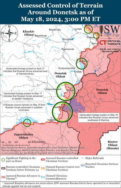 Mappa delle operazioni militari del 19 maggio 2024 - situazione al fronte