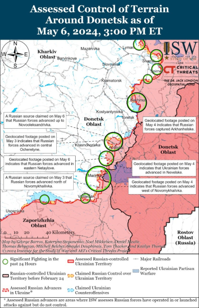Mappa delle operazioni militari per il 7 maggio 2024 - situazione al fronte