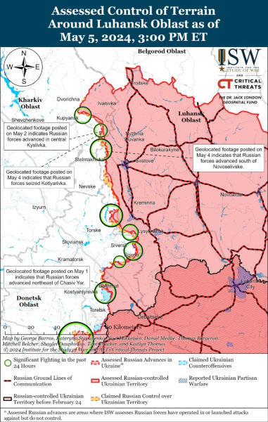 Mappa delle operazioni militari per il 6 maggio 2024 - situazione al fronte