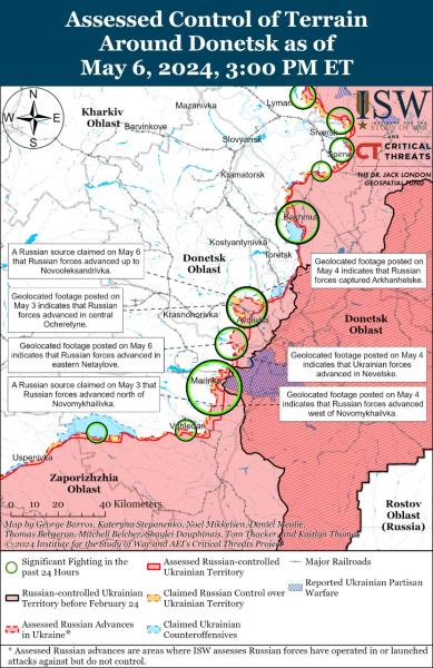 Mappa delle operazioni militari per il 7 maggio 2024 — situazione al fronte