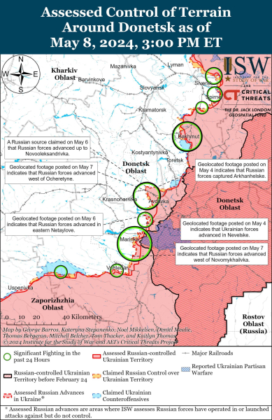 Mappa delle operazioni militari per il 9 maggio 2024 - situazione al fronte