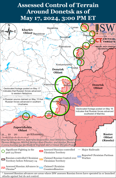 Mappa delle operazioni militari per il 18 maggio 2024 - situazione al fronte