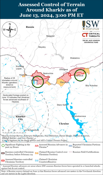 Mappa delle operazioni militari al 14 giugno 2024 - situazione al fronte