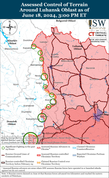 Mappa delle operazioni militari per il 19 giugno 2024 - situazione al fronte