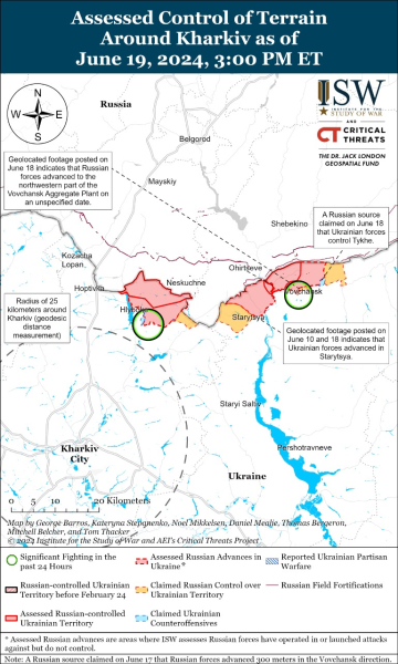 Mappa delle operazioni militari per il 20 giugno 2024 - situazione al fronte