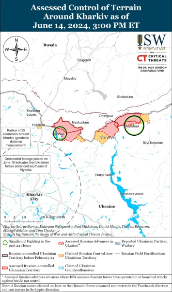 Mappa delle operazioni militari al 15 giugno 2024 - situazione al fronte