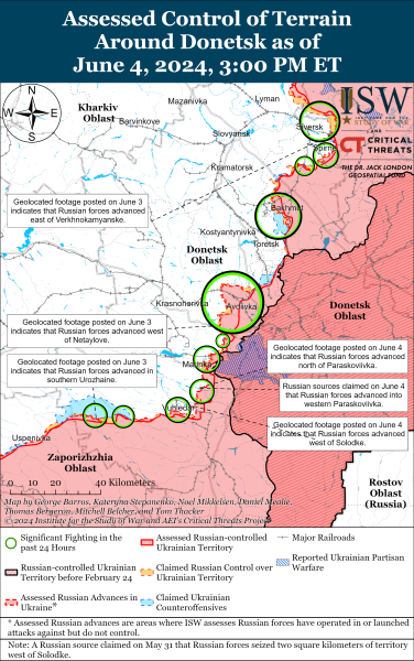 Mappa delle operazioni militari del 5 giugno 2024 - la situazione al fronte