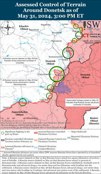 Mappa delle operazioni militari per il 1 giugno 2024 - la situazione al fronte