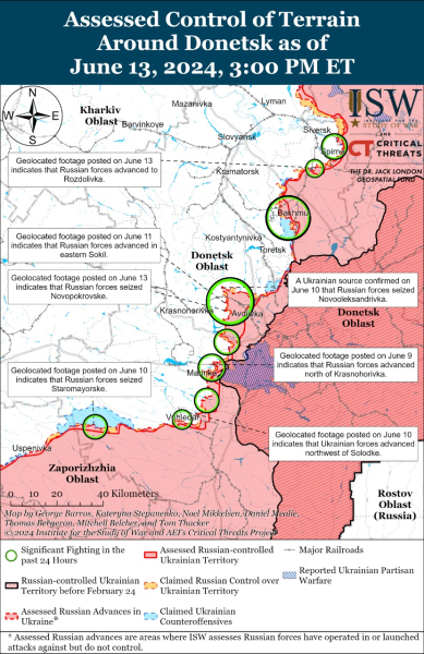 Mappa delle operazioni militari al 14 giugno 2024 — situazione al fronte