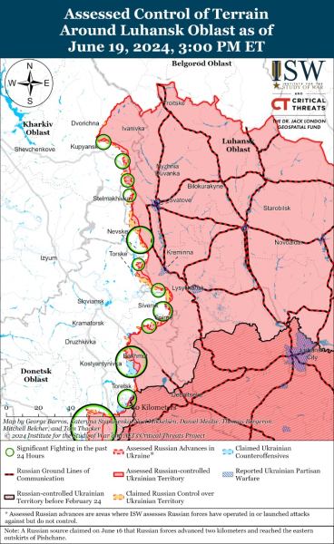 Mappa delle operazioni militari per il 20 giugno 2024 - situazione al fronte