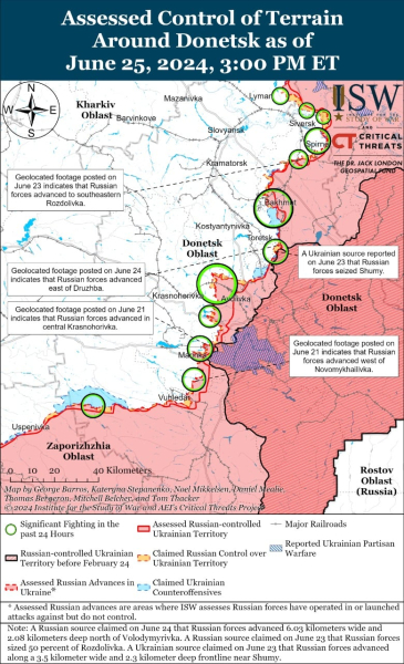 Mappa delle operazioni militari per il 26 giugno 2024 &mdash ; situazione al fronte