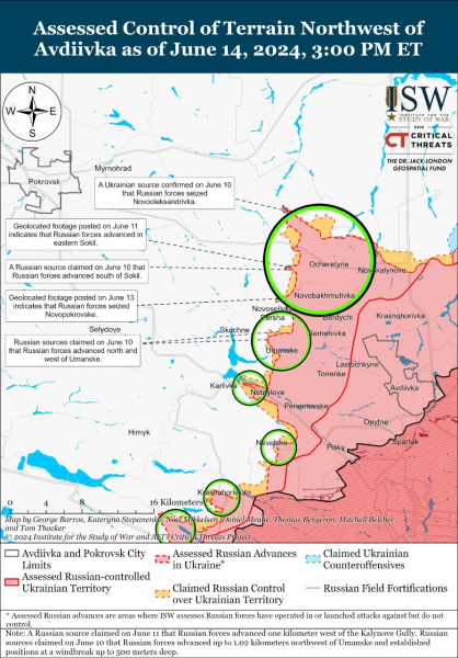 Mappa delle operazioni militari al 15 giugno 2024 — situazione al fronte