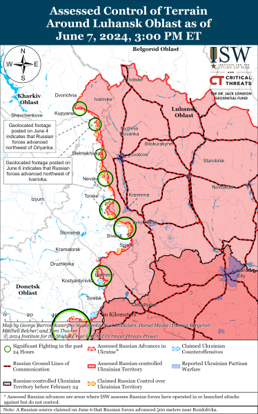 Mappa delle operazioni militari dell'8 giugno 2024 - la situazione al fronte