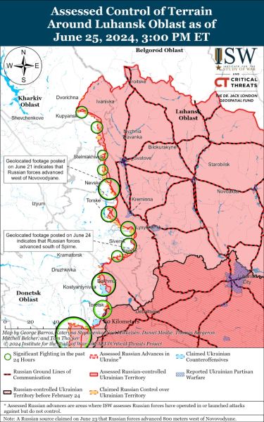 Mappa delle operazioni militari al 26 giugno 2024 - situazione al fronte