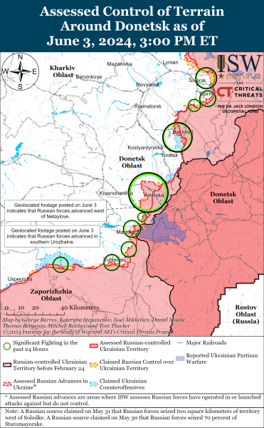 Mappa delle operazioni militari del 4 giugno 2024 - la situazione al fronte