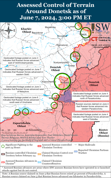 Mappa delle operazioni militari dell'8 giugno 2024 - la situazione al fronte