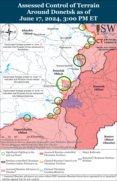 Mappa delle operazioni militari al 18 giugno 2024 - situazione al fronte