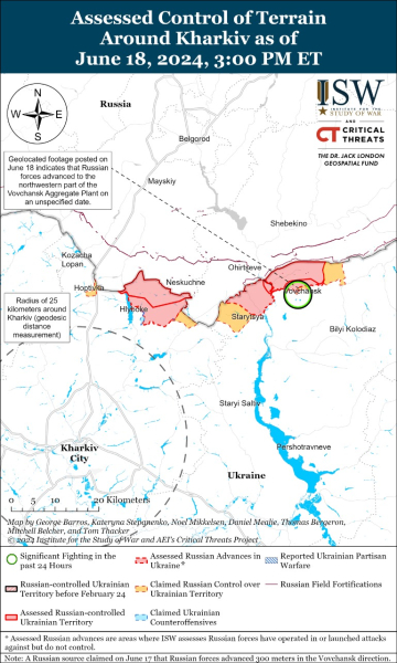 Mappa delle operazioni militari del 19 giugno 2024 - situazione al fronte