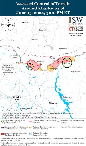 Mappa delle operazioni militari del 16 giugno 2024 - situazione al fronte