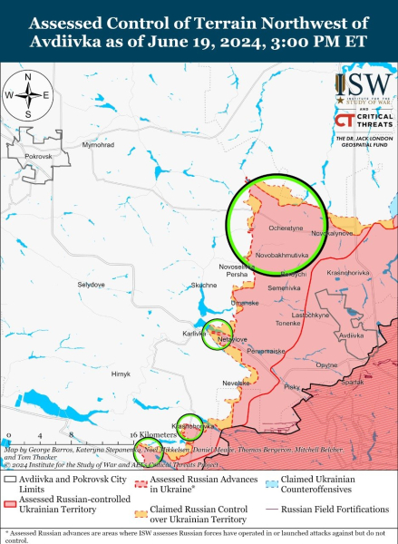 Mappa delle operazioni militari per il 20 giugno 2024 — situazione al fronte