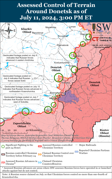 Mappa delle operazioni militari per il 12 luglio 2024 - situazione al fronte