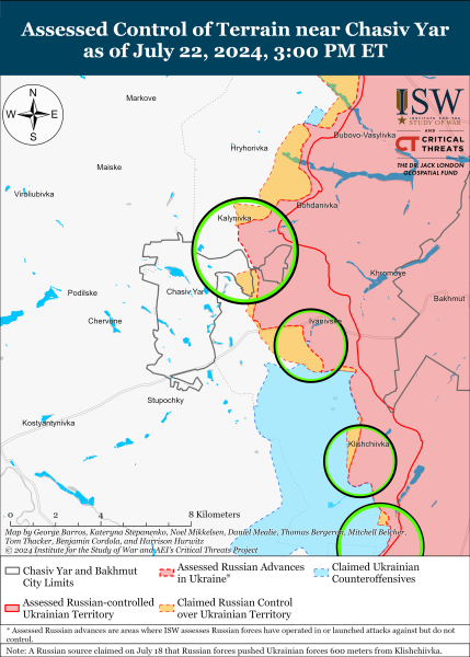 Mappa delle operazioni militari per il 23 luglio 2024 — situazione al fronte