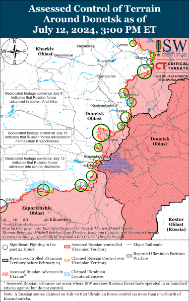 Mappa delle operazioni militari del 13 luglio 2024 - la situazione al fronte
