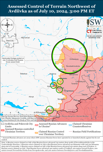 Mappa delle operazioni militari dell'11 luglio 2024 &mdash ; situazione al fronte
