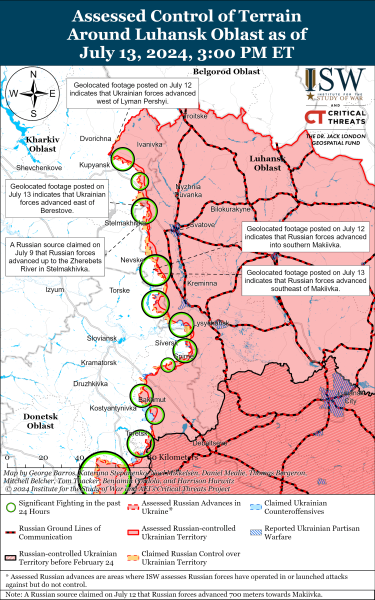 Mappa delle operazioni militari del 14 luglio 2024 - la situazione al fronte