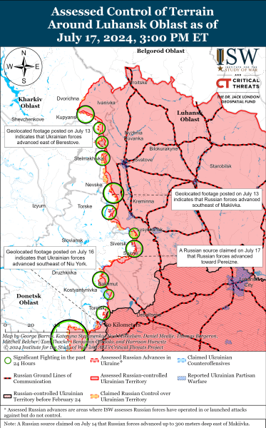 Mappa delle operazioni militari del 18 luglio 2024 - la situazione al fronte 